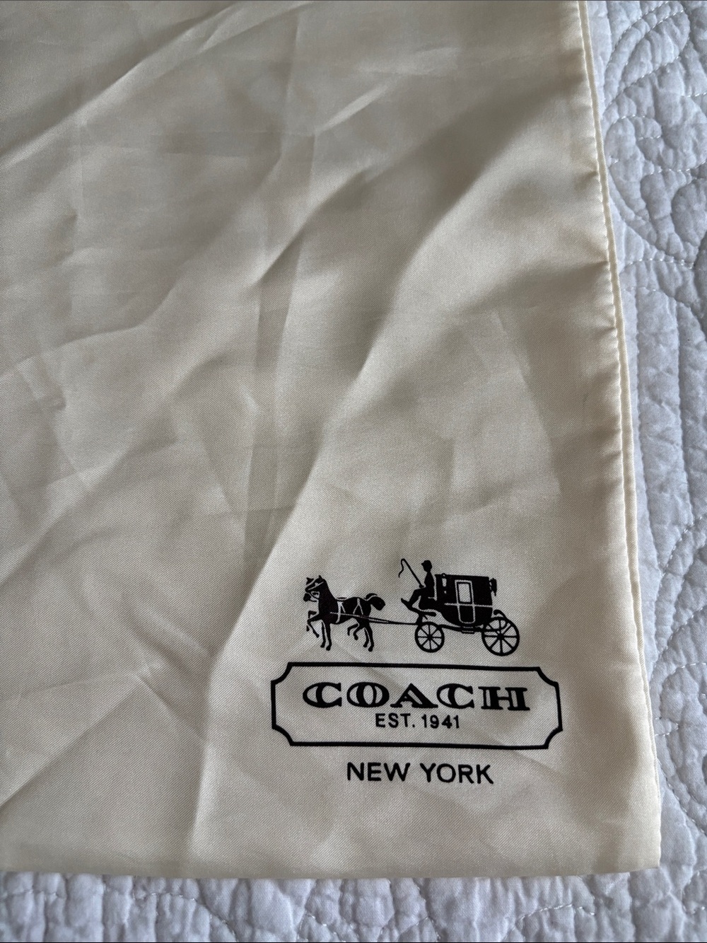 Coach Cream Drawstring Logo Dust Bag with Brown Cord - Picture 3 of 7